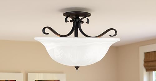 Image of Aspen Creative 25016-65-1 Replacement Alabaster Glass shade for Flush Mount or Semi-Flush Mount, 1 /2 inch Center Hole, 11-5 /8 inch Diameter x 3-7 /8 inch Height