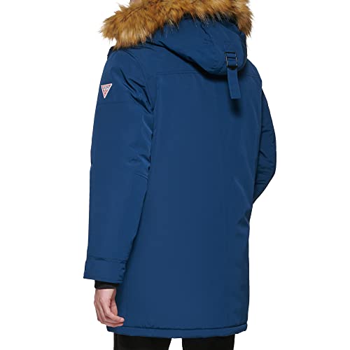 Guess Men's Heavyweight Hooded Parka Jacket With Removable Faux Fur Trim, Deep Blue, Medium #TOP3