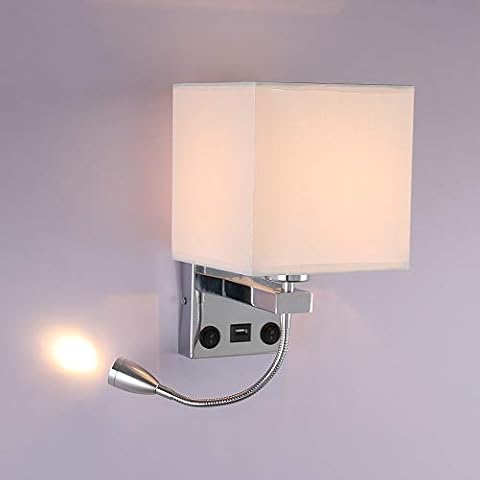 Lámpara de Pared LED ALLOMN con Foco de Cuello de Cisne Ajustable y Puerto USB para Cargar Cover