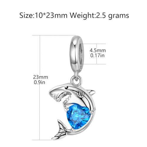 Shark Charm 925 Sterling Silver Dog Charms Cat Bead Lucky Animal Pendant for Pandora Charms Bracelet-Gift for Anniversary Birthday Christmas Day2