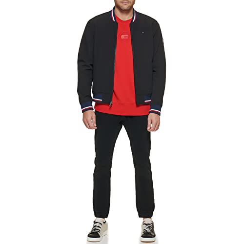Image of Tommy Hilfiger Men's Lightweight Varsity Rib Knit Bomber Jacket