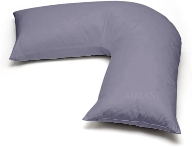 AIMANE® Easy Care Percale Plain Polycotton Back and Neck Support V Shaped Pillowcase Orthopaedic/Pregnancy/Nursing Pillow Cover Only (Grey)