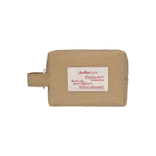 Image of Monolike Archive 247 Handy Pouch, Beige - Small Nylon Pouch, Portable Cosmetic & Toiletry Case, Tech Cable Organizer, Daily Storage Bag