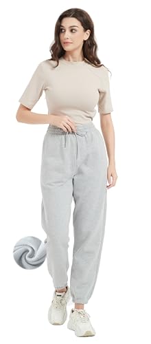 Image of Tronjori Womens High Waisted Pull on Baggy Fleece Lined Sweatpants Fall Winter Athletic Joggers Lounge Trousers Cinch Bottom