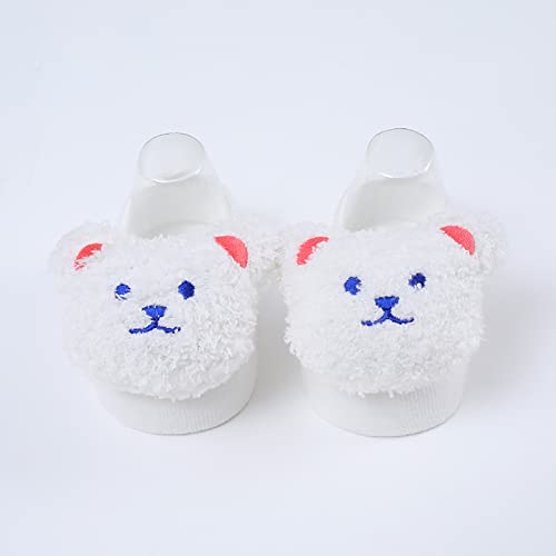 0 to 3T Kids Feet Rattle Footwear Socks Girls Cute Cartoon Fleece Bear Shape Socks Baby Soft Bottom Short Floor3