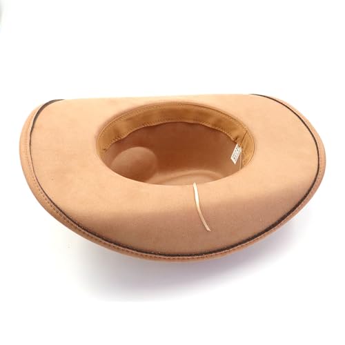 Image of Western Cowboy Hat for Women Men Wide Brim Cowboy Hat for Women with Woven Buckle Belt Suede Classic Fedora Hats