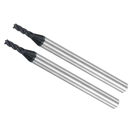 CoCud Schaftfräser Vier Kanten Satz 2mm x 6mm Schneiden 4mm Schaft AlTiN Beschichtet P05 Karbid 4 Flöten CNC Router-Bits - (Anwendung: für Fräsen Edelstahl Gehärteter Stahl) 2Stk