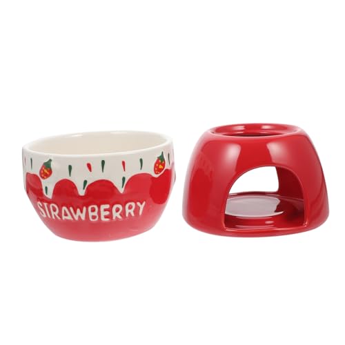 HOMOBABE 1 Juego Horno para Derretir Chocolate Largo Fondue Olla para Calentar Chocolate Crisol Calentador De Chocolate Estufa para Derretir Chocolate Crisol De Mantequilla Rojo Cerámica