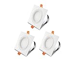 DSYADT 3er-Pack LED-Spotlights Downlights 5W/7W Einbauleuchten Ultradünne quadratische weiße LED-Deckenleuchte CRI 85 Dosenlichter Store Mall Energiesparende Flache Küchenleuchten mit LED-Treiber
