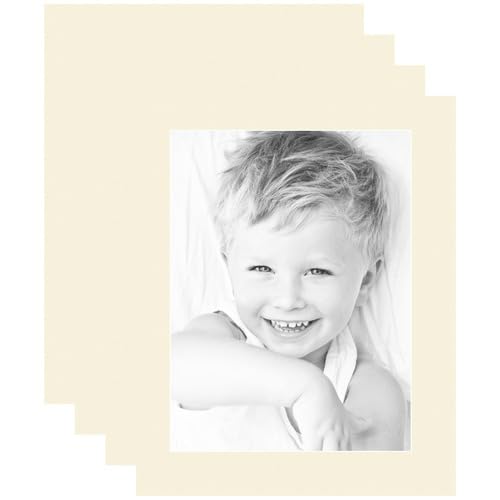 12x16 Cream Linen/Ivory Custom Mat for Picture Frame with 8x12 Opening Size (Mat Only, Frame NOT Included) - 4 Pack