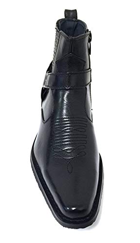 W1TCJ Men’s Cowboy Boots Western Ankle Harness Leather Lining Side Zipper Shoes3