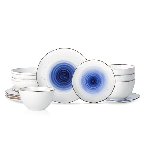 Image of Christian Siriano Luma 16-Piece Dinnerware Set Porcelain, Blue