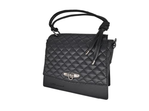 Sac à bandoulière en cuir texturé, petit sac moderne noir à carreaux