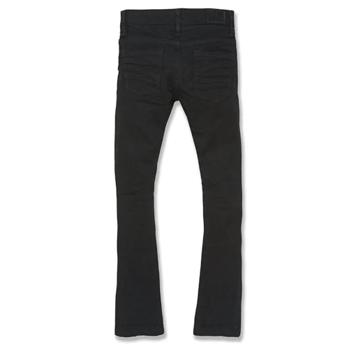 Boys Stacked Fit Denim with Shreds Jeans (Black)2