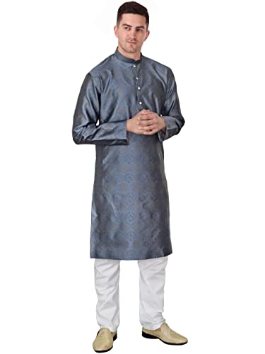 Ensemble haut de gamme pyjama kurta indien kacery FB940 gris