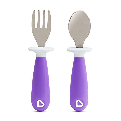 Munchkin Raise Toddler Fork & Spoon Set, Purple