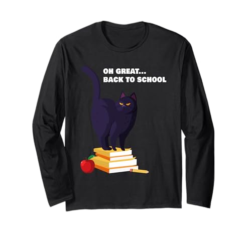 Oh Great... Back To School Funny Teacher & Student Cat Manga Larga