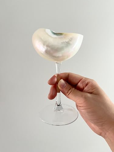 DOCLY&WOPL Handmade Glossy White Conch Glass Sea Shell Martini Glass Cocktail Drinks Cup Party Beach Wedding Bridesmaids Gifts (Conch#5)