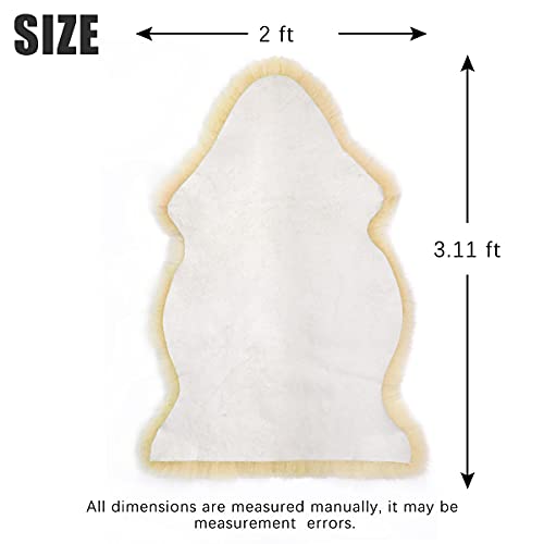 Gracefur Area Rug Genuine Sheepskin Rug Soft Lambswool Throw Rug Decorative Rug For Bedroom Sofa Floor (Beige 2 * 3Ft) #TOP4