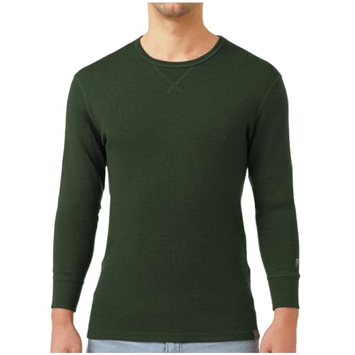 Image of MERIWOOL Mens Base Layer 100% Merino Wool Heavyweight 400g Thermal Shirt for Men Army Green