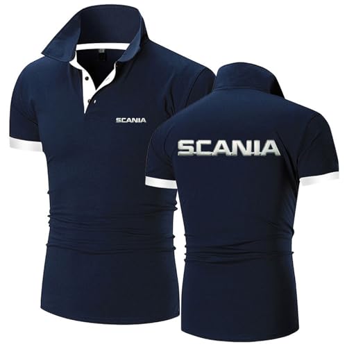 MODRYER Polo De Golf para Hombre para Scania Camisetas De Manga Corta De Secado Rápido De Verano Polos Deportivos Casuales Ligeros Camisetas Que Absorben La Humedad con Logotipo,Blue-XL