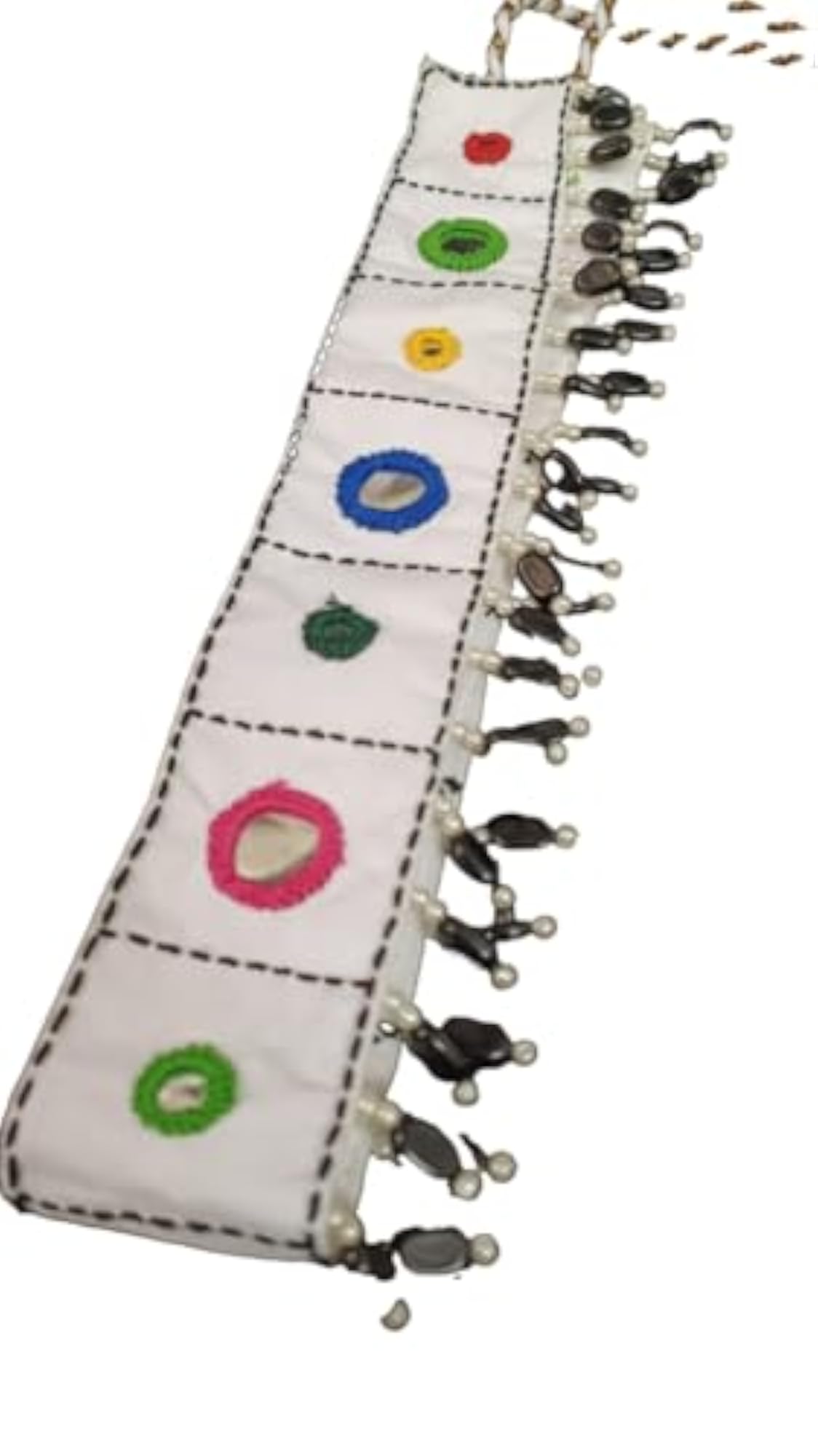 Handmade Black Pearl Latkan Mirror Work Belt, Small Kamrbandh