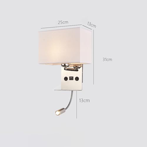 Iluminación de pared interior negra con interruptor doble y foco E27 5