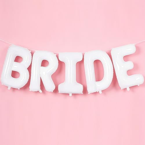 TONIFUL 40 Inch Large White Bride Balloons Giant Jumbo Helium Foil Mylar Bride Banner for Wedding Marriage Bridal Shower Engagement Party Decorations and Supplies