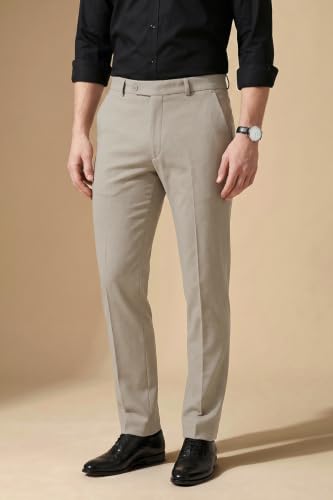 Image of Peter England Men's Premium Formal Stretchable Knit Super Slim Fit Trouser | Comfort Lycra | 360-Degree Stretch