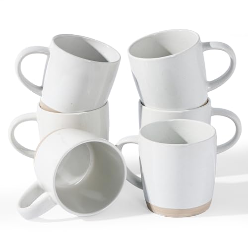 famiware Coffee Mugs for 6, 12 oz Mug Set, Dringking Cup with Handle for Coffee, Tea, Cocoa, Milk, Milkyway serise, White