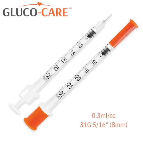 Image of 0.3 ml /cc Syringes 31G x 5 /16 inch (8mm), Orange Cap,100 pcs /bx | Fine Tip, Home & Lab Use, Clear Barrel, Bold Scale, Smooth Plunger Movement with back-end stopper, Leak-Proof Design