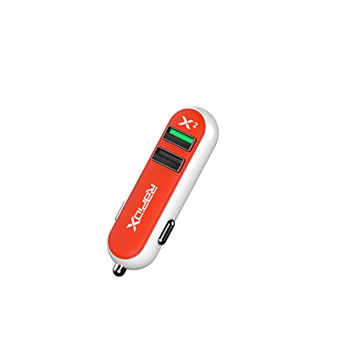 RapidX RXX2QCTAN X2 2 Port Car Charger with Quick Charge Tangerine
