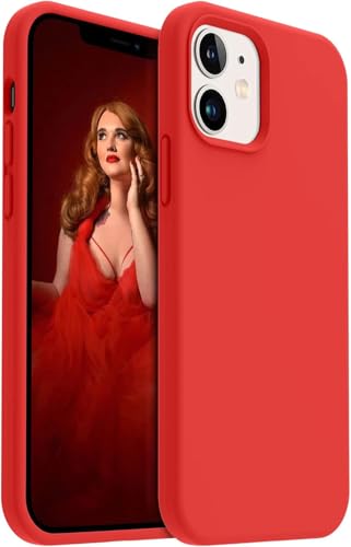 Image of Premium Liquid Silicone Case for iPhone 12 & 12 Pro - Slim Full Body Protective Back Cover with Soft Microfiber Lining, Anti-Slip Grip Scratch Resistant Phone Case(Red)