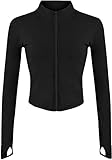 Rachlicy Frauenjacke Sportjacke Leichtes Yoga tragen Full Running Track Jacket Workout Slim Fit Yoga Sportswear mit Daumenlöchern Sport Top Long Sleeve Sportjacken für Damen