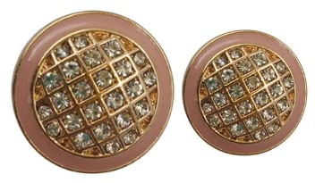 Ani accessories Pack of 16 8 Big and 8 Small Classic Enameled Crystal Rhinestone Metal Button for Coat Blazer Suit, Sherwani and Indian Dresses Sports Coat Size (30L & 34L) (Pink)-picture-41