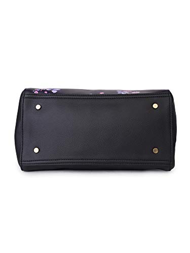 Image of LAPIS O LUPO Women Fashion Flower Print 3 Compartment Top Handel Zip Clouser Leatherette Adjustable Sling Handbag