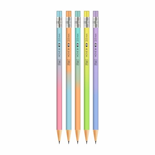 Image of Flair Move 2.0mm Mechanical Pencil Pack of 20 | Extra Dark 2B Lead | Refillable Eco-Friendly Pencils with 2 Sharpeners & 2 Erasers | Smooth Writing & Drawing for School,Office & Artists, Black