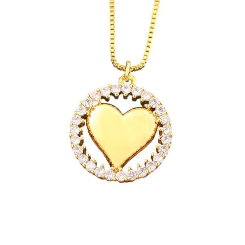 Collier cœur strass colorés fini hypoallergénique cuivre CZ sans irritation