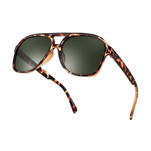 Image of FEISEDY Vintage Retro 70s Plastic Aviator Sunglasses Women Men Classic Large Squared Frame B2751