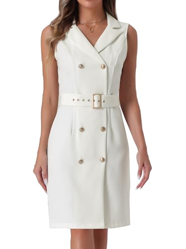 Image of Allegra K Womens Blazer Dress Sleeveless Button Down Business Work Dresses