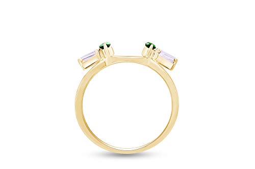AFFY 0.57 Carat Simulated Emerald & White Cubic Zirconia Enhancer Guard 14K Gold Over Sterling Silver4