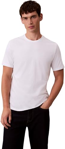Calvin Klein Herren T-Shirt Kurzarm Classic Monogram Tee mit Rundhalsausschnitt, Weiß (Bright White), L – Ansicht 1