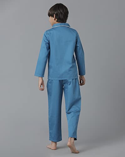 Image of Under Fourteen Boys Cotton Night Suit Set | Soft Breathable 2Pcs Sleepwear /Nightwear /Sleepsuit /Loungewear Co-Ord | Checks Top & Pyjama | Elastic Waist & Pockets | Multicolor Pajama Party & Gifting Set