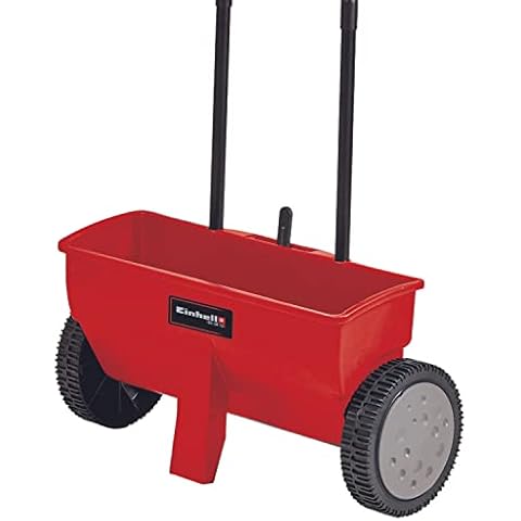 Einhell Streuwagen GC-SR 12 (12 l, 45 cm Streubreite, Doppelschubbügel, beidseitiger Schnappverschluss, Stellhebel, korrosionsfeste Walze, Gehäuse aus bruchfestem Kunststoff), Rot Cover