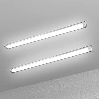 muzha 2 Packs LED Batten Lights 4FT 40W 6500k Daylight,Low Profile Wall or Ceiling Surface Mounted Fitting for Home/Workshop/Office/School Restaurant (4FT)