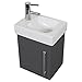 Produktbild KERAMAG Waschtisch 38cm mit Waschtischunterschrank  Gäste WC in anthrazit  Softclose-Tür, Edelstahl Griffe, Keramik Handwaschbecken  montierte Möbel Made in Germany