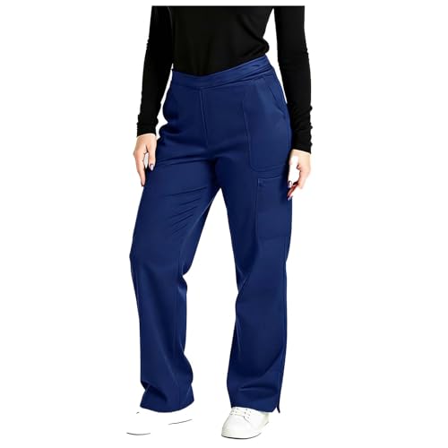 Image of 2026 Scrub Set for Women, Modern Classic V-Neck Scrubs Top with Straight Leg Pant Multi Pockets Housekeeping Uniform