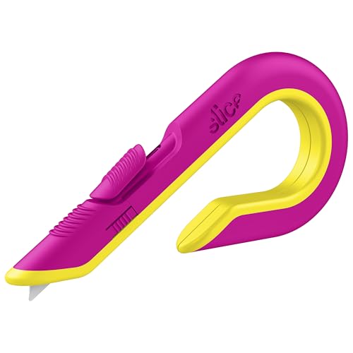 Slice Box Cutter, Heavy Duty Utility Knife, Safe Ceramic Blade Lasting 11x Longer than Metal, Fuchsia, 1 Pack