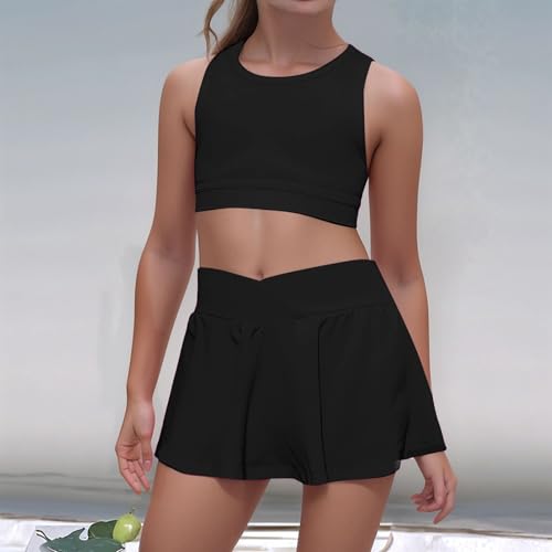 Girls Athletic Sets Toddler Girl's 2 Piece Workout Outfits Crop Tank Tops and Skort Skirt Set Lightweight Dance Outfit2