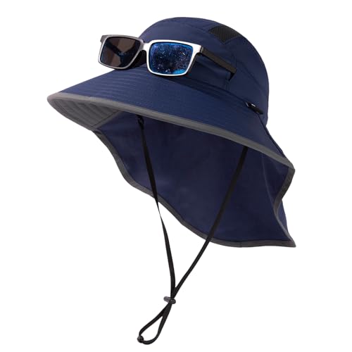 Image of TOP-EX Wide Brim Sun Hat for Men Women with Neck Flap & Sunglass Lock | UPF 50+ protection waterproof packable windproof chin strap for fishing hiking safari travel outdoor work